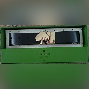 Kate Spade Black Belt with Gold Spade Buckle